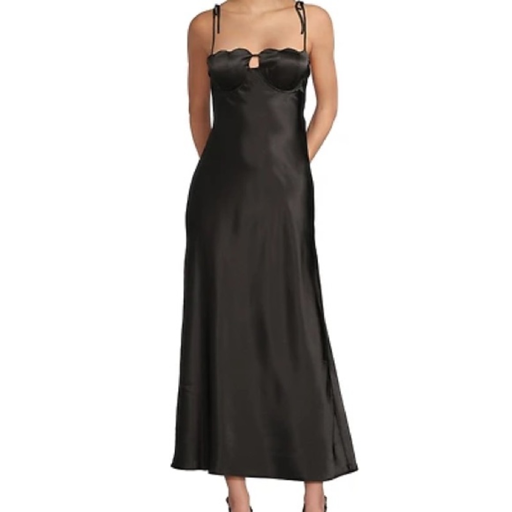 Elegant Black Satin Dress Allison + Kelly Brand new